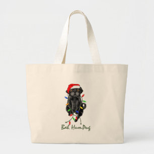 Bah HumPugの黒いパグTotebag ラージトートバッグ