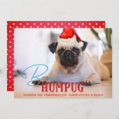 Bah Humpug Pug犬おもしろいカスタムクリスマス写真 シーズンカード (正面/裏面)