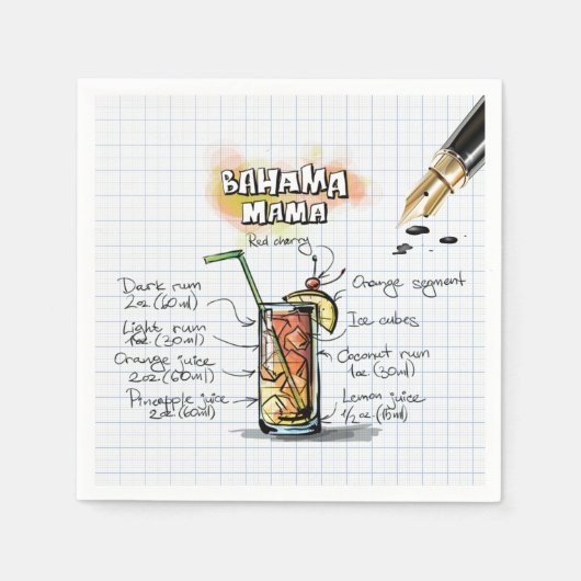 Bahamaのママ スタンダードカクテルナプキン (正面)
