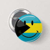 Bahamainの光沢のある円形の微笑の旗 缶バッジ (正面&裏面)