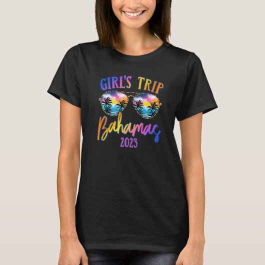 Bahamas 2023 Girls Trip Sunglasses Summer Girlfrie Tシャツ (正面)