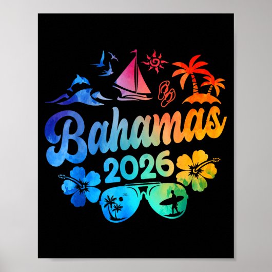 Bahamas 2026 Vacation Beach Tie Dye Trips Summer V ポスター (正面)