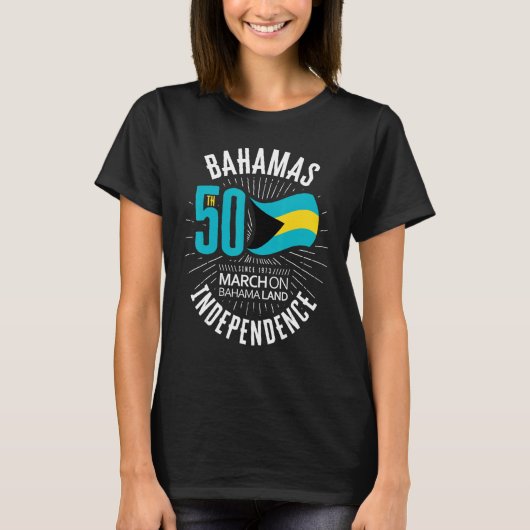 Bahamas 50th Independence Bahamian Flag Nassau Bah Tシャツ (正面)