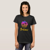Bahamas Caribbean Retro Sunset Palm Tree Flamingo  Tシャツ (正面フル)