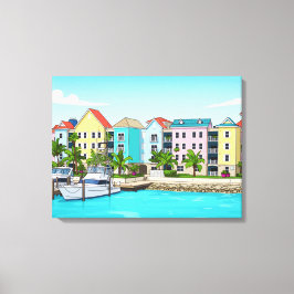 Bahamas colourful houses canvas print キャンバスプリント
