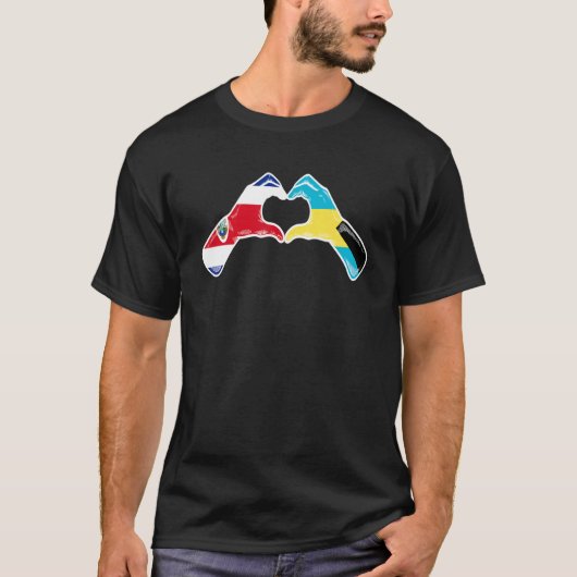 Bahamas Costa Rica Flag Bahamians Costa Rican Hear Tシャツ (正面)