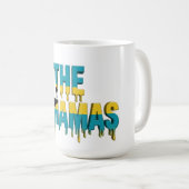Bahamas  Drip Text | Caribbean Flag Design | Fan コーヒーマグカップ (正面右)