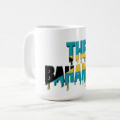 Bahamas  Drip Text | Caribbean Flag Design | Fan コーヒーマグカップ (正面左)