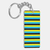 bahamas flag stripes country pattern blue yellow b キーホルダー (正面左)