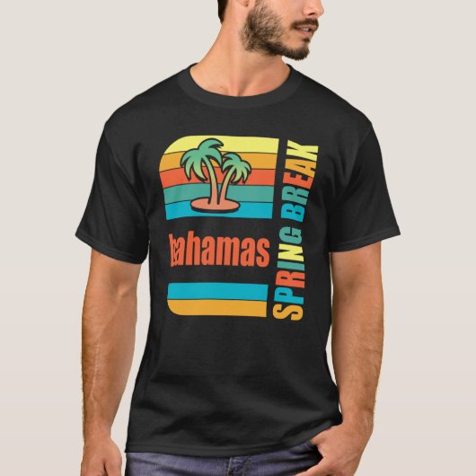 Bahamas Spring Break High School Retro Beach Graph Tシャツ (正面)