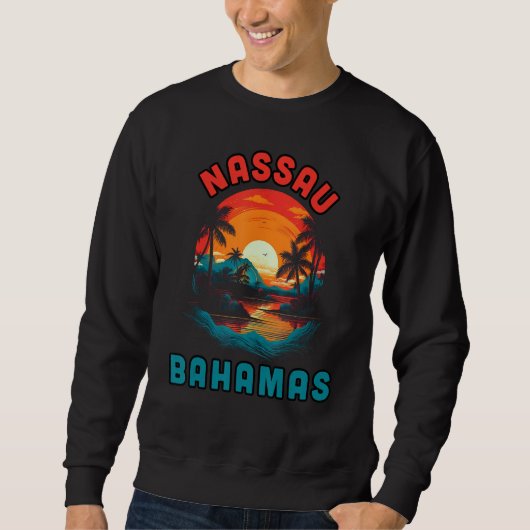 Bahamas Tropical Sunset beach Souvenir Vacation スウェットシャツ (正面)