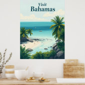 Bahamas Vintage Travel Illustration ポスター (キッチン)