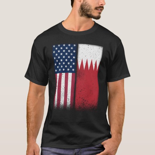 Bahrain Bahraini American Flags Proud USA Bahrain Tシャツ (正面)