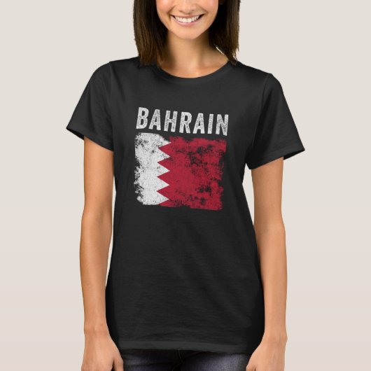 Bahrain Flag Distressed Men Women Kids Bahraini Fl Tシャツ (正面)