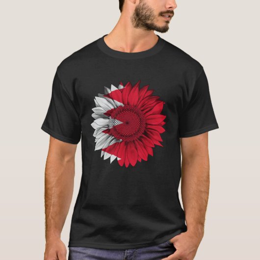 Bahrain Flag Sunflower Bahraini Roots Proud Patrio Tシャツ (正面)