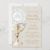 baige texture background First Holy Communion 招待状 (正面)