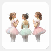 Bailarinas con tutús de colores suaves スクエアシール (正面)