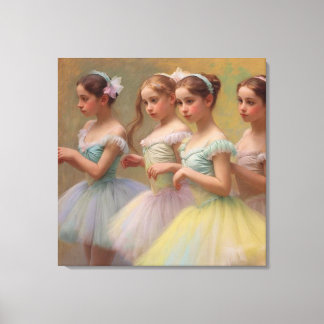 Bailarinas en el estilo de Degas en tonos suaves キャンバスプリント