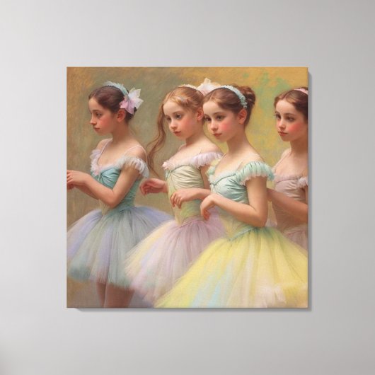 Bailarinas en el estilo de Degas en tonos suaves キャンバスプリント (正面)