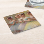 Bailarinas en el estilo de Degas en tonos suaves スクエアペーパーコースター (アングル)