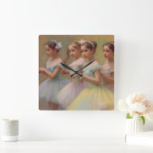 Bailarinas en el estilo de Degas en tonos suaves スクエア壁時計 (ホーム)