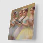 Bailarinas en el estilo de Degas en tonos suaves スクエア壁時計 (傾斜)