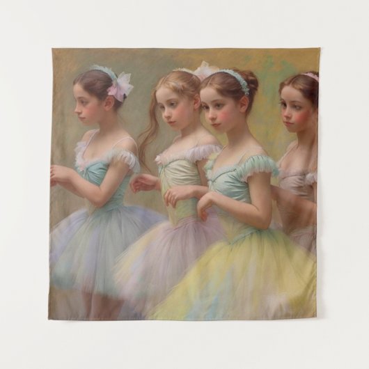 Bailarinas en el estilo de Degas en tonos suaves タペストリー (正面)