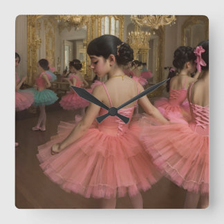 Bailarinas en una gran sala de estilo rocóco スクエア壁時計