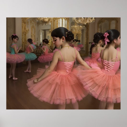 Bailarinas en una gran sala de estilo rocóco ポスター (正面)