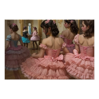 Bailarinas en una gran sala de estilo rocóco ポスター