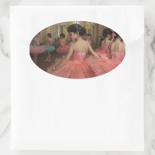 Bailarinas en una gran sala de estilo rocóco 楕円形シール (バッグ)