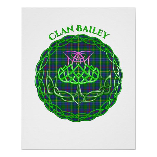 Bailey Scottish Tartan Celtic Thistle ポスター (正面)