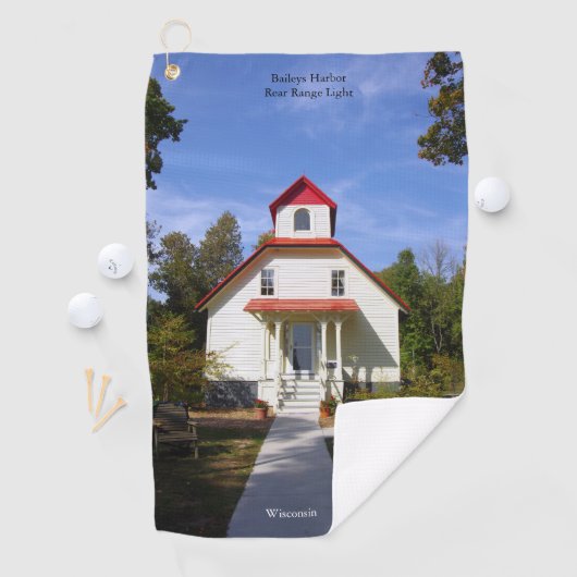 Baileys Harbor Rear Range Light golf towel ゴルフタオル (インサイチュ)