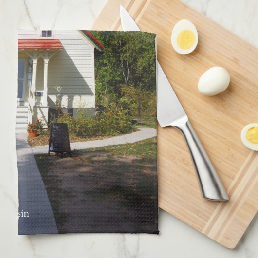 Baileys Harbor Rear Range Light kitchen towel キッチンタオル (四つ折り)