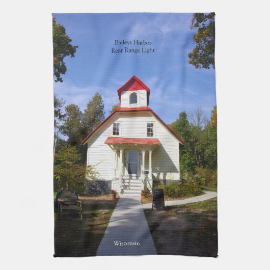 Baileys Harbor Rear Range Light kitchen towel キッチンタオル (縦)