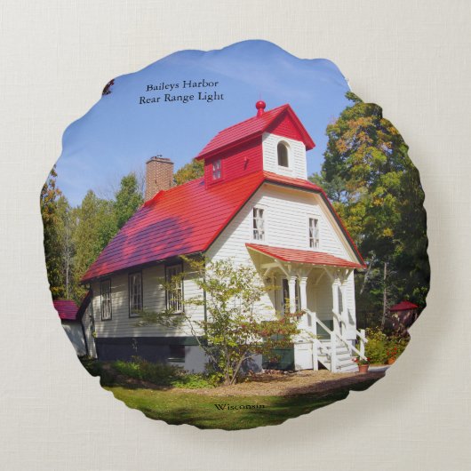 Baileys Harbor Rear Range Light round pillow ラウンドクッション (裏面)