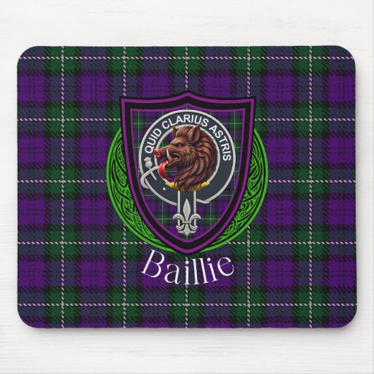Baillie Scottish Clan Tartan and Crest  マウスパッド (正面)