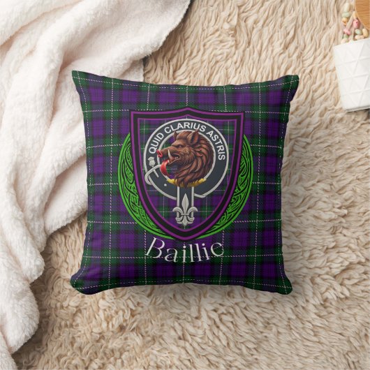 Baillie Scottish Clan Tartan & Crest クッション (ブランケット)