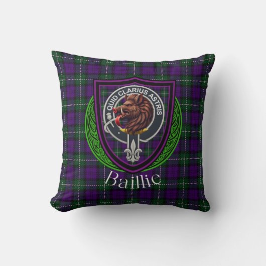 Baillie Scottish Clan Tartan & Crest クッション (正面)