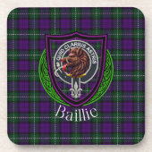 Baillie Scottish Clan Tartan & Crest コースター (正面)