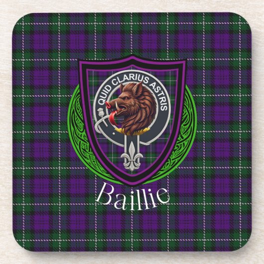 Baillie Scottish Clan Tartan & Crest コースター (正面)