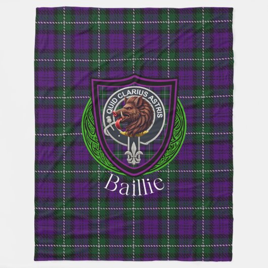 Baillie Scottish Clan Tartan Crest フリースブランケット (正面)