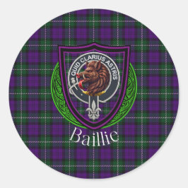 Baillie Scottish Clan Tartan & Crest ラウンドシール