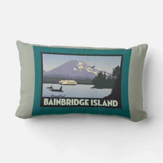 Bainbridgeの島はポスター芸術のレトロスタイルを作りました ランバークッション (裏面)