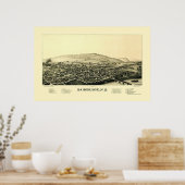 Bainbridge, NYパノラママップ – 1889 ポスター (キッチン)