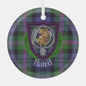 Baird Scottish Clan Tartan & Crest ガラスオーナメント (正面)