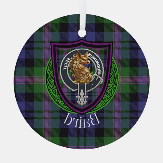 Baird Scottish Clan Tartan & Crest ガラスオーナメント (裏面)