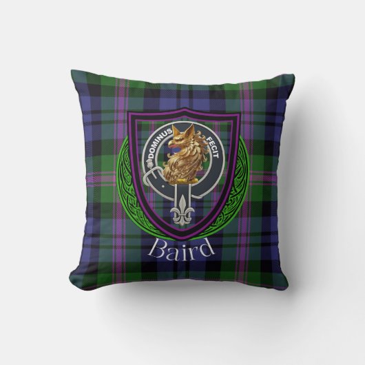 Baird Scottish Clan Tartan & Crest クッション (正面)