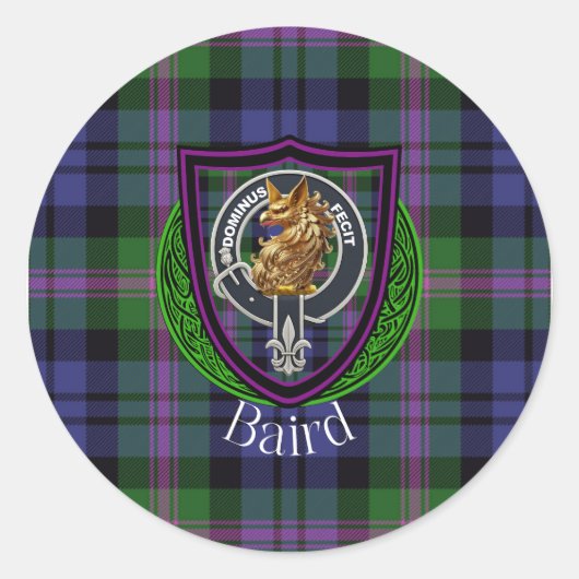 Baird Scottish Clan Tartan & Crest ラウンドシール (正面)