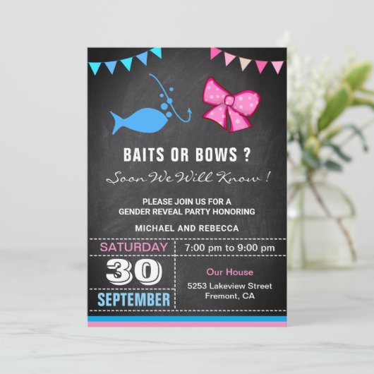 BaitsまたはBowsジェンダーの表示パーティー 招待状 (スタンド正面)
